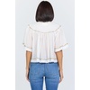 image:imageDEAR JOHN Jada Womens Relaxed Fit Top VNeck Quarter Sleeve Embroidered DetailWhite