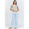 image:imageDEAR JOHN Sarinna Womens Sleeveless Top Classic Fit Crew Neck Pointelle StripeBlack Iris Stripe