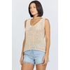 image:imageDEAR JOHN Ulyssa Womens Sleeveless Top Classic Fit VNeck Crochet DetailCream