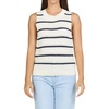 image:imageDEAR JOHN Sarinna Womens Sleeveless Top Classic Fit Crew Neck Pointelle StripeBlack Iris Stripe