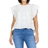 image:imageDEAR JOHN Ulla Womens Relaxed Fit Top Round Neck Sleeveless Embroidered DetailWhite