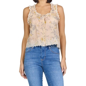 image:imageDEAR JOHN Ada Womens Top Scoop Neck Sleeveless Button Front Relaxed FitTuscan Bouquet