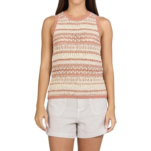 image:imageDEAR JOHN Areli Womens Sleeveless Top Classic Fit Crew Neck Striped DesignBurnt Brick