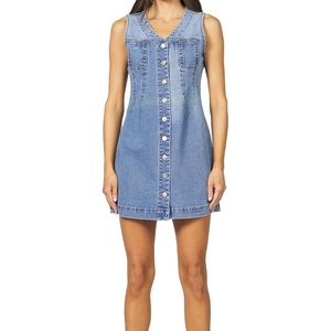 image:imageDEAR JOHN Sabrina Denim Dress Sleeveless Mini Classic Fit Stretch Zip Back Casual OutfitPacific