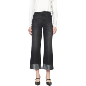 image:imageDEAR JOHN Holly Straight Leg Jeans Womens Straight fit HighRise Cuffed Hem Denim  Black Gem  25
