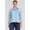 image:imageDEAR JOHN Adrianna ButtonDown Womens Shirt Oversized Fit Collared Long Sleeve Woven  Light Blue  Large