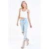 image:imageDEAR JOHN Blaire Staight Leg Jeans Womens Mid Rise Cuffed HemGolden Cream