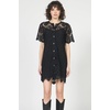 image:imageDEAR JOHN Marquette Lace Dress Womens Button Front Short Sleeve Collared Lace Midi DressBlack
