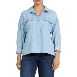 image:imageDEAR JOHN Adrianna ButtonDown Womens Shirt Oversized Fit Collared Long Sleeve Woven  Light Blue  Large