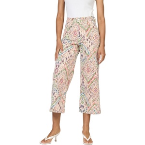 image:imageDEAR JOHN Audrey Wide Leg Jeans for Women High Rise Cropped Inseam Comfort Stretch Denim Clean HemTropical Ikat