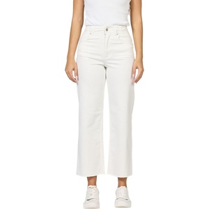 image:imageDEAR JOHN Holly Womens Straight Leg Jeans High Rise Cropped Comfortable Stretch Raw HemWhite