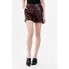 image:imageDEAR JOHN North Hampton Shorts Womens Mid Rise Trouser Leg Cuffed Hem Classic Comfort Stretch FitBurgundy Vegan Leather
