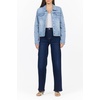 image:imageDEAR JOHN Ainsley Denim Jacket For Women Crew Neck Button Front Long Sleeve Stretch DenimCrystal Chalk Emb