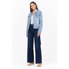 image:imageDEAR JOHN Ainsley Denim Jacket For Women Crew Neck Button Front Long Sleeve Stretch DenimCrystal Chalk Emb