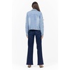 image:imageDEAR JOHN Ainsley Denim Jacket For Women Crew Neck Button Front Long Sleeve Stretch DenimCrystal Chalk Emb