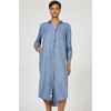 image:imageDEAR JOHN Galina Shirt Dress Womens Relaxed Fit Lyocell Button Front Long Sleeve Collared Midi Dress  Imperial Blue Stripe  Small