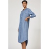 image:imageDEAR JOHN Galina Shirt Dress Womens Relaxed Fit Lyocell Button Front Long Sleeve Collared Midi Dress  Imperial Blue Stripe  XSmall