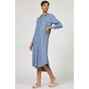 image:imageDEAR JOHN Galina Shirt Dress Womens Relaxed Fit Lyocell Button Front Long Sleeve Collared Midi Dress  Imperial Blue Stripe  XSmall