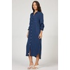 image:imageDEAR JOHN Galina Shirt Dress Womens Relaxed Fit Tencel Button Front Long Sleeve Collared Midi Dress  Black Iris  Medium