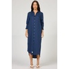 image:imageDEAR JOHN Galina Shirt Dress Womens Relaxed Fit Tencel Button Front Long Sleeve Collared Midi Dress  Black Iris  Small