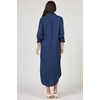 image:imageDEAR JOHN Galina Shirt Dress Womens Relaxed Fit Tencel Button Front Long Sleeve Collared Midi Dress  Black Iris  Small