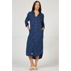 image:imageDEAR JOHN Galina Shirt Dress Womens Relaxed Fit Tencel Button Front Long Sleeve Collared Midi Dress  Black Iris  Small