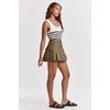 image:imageDEAR JOHN Tiffany Denim Skirt Womens Mid Rise Cargo Pocket Pleated Mini Skirt Rigid Denim Structured Fit Modern Utility Style  Evergreen  30