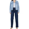 image:imageDEAR JOHN Ainsley Denim Jacket For Women Crew Neck Button Front Long Sleeve Stretch DenimCrystal Chalk Emb