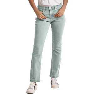image:imageDEAR JOHN Blaire Straight Leg Jeans Womens Mid Rise Ankle Length Inseam Comfort Stretch Classic Denim Fit PantFresh Mint
