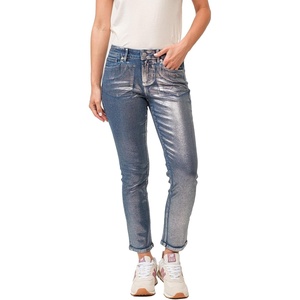 image:imageDEAR JOHN Blaire Straight Leg Jeans Womens Mid Rise Ankle Length Inseam Comfort Stretch Classic Denim Fit PantSilver Foil