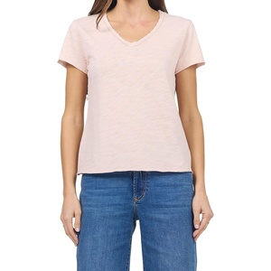 image:imageDEAR JOHN Vanya Short Sleeve Vee Neck Womens Slub Tee Knit Relaxed Fit ShirtRose Smoke