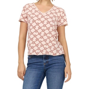 image:imageDEAR JOHN Vanya Short Sleeve Vee Neck Womens Slub Tee Knit Relaxed Fit ShirtWaverly Knot