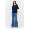 image:imageDEAR JOHN Catrina Sweater Womens Relaxed Fit Soft Yarn Crew Neck Short Sleeve Knit PulloverBlack Iris