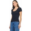 image:imageDEAR JOHN Journee Scoop Neck Top for Women Short Sleeve Striped Rib Knit FittedBlack