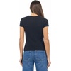image:imageDEAR JOHN Journee Scoop Neck Top for Women Short Sleeve Striped Rib Knit FittedBlack