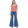 image:imageDEAR JOHN Journee Scoop Neck Top for Women Short Sleeve Striped Rib Knit FittedDusty Cedar