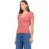 image:imageDEAR JOHN Journee Scoop Neck Top for Women Short Sleeve Striped Rib Knit FittedDusty Cedar