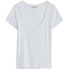 image:imageDEAR JOHN Journee Scoop Neck Top for Women Short Sleeve Striped Rib Knit FittedWhite