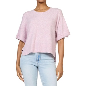 image:imageDEAR JOHN Catrina Sweater Womens Relaxed Fit Soft Yarn Crew Neck Short Sleeve Knit PulloverVivid Lilac