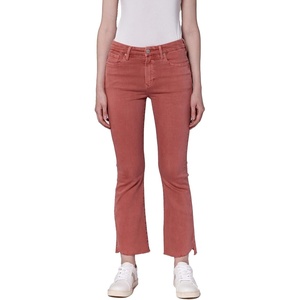 image:imageDEAR JOHN Jeanne Womens Mid Rise Cropped Flare Jeans Stretch Twill Raw Cut Hem  Terracotta  Size 31
