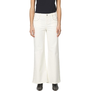 image:imageDEAR JOHN Micah Jean Womens Mid Rise Wide Leg Cut Off Hem DenimWheat