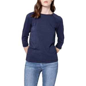 image:imageDEAR JOHN Sonoma Tee Womens Relaxed Fit Slub Jersey Crew Neck 34 Sleeve TopBlack Iris