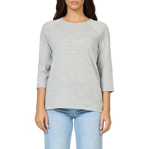 image:imageDEAR JOHN Sonoma Tee Womens Relaxed Fit Slub Jersey Crew Neck 34 Sleeve TopHeather Grey