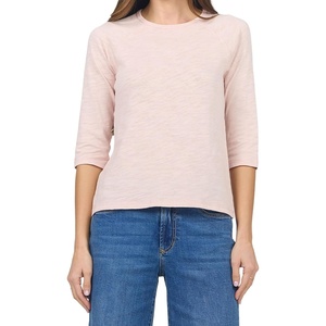 image:imageDEAR JOHN Sonoma Tee Womens Relaxed Fit Slub Jersey Crew Neck 34 Sleeve TopRose Smoke