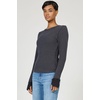 image:imageDEAR JOHN Ania Thermal Top Womens Slim Fit Long Sleeve Crew Neck Waffle Knit ShirtWashed Black