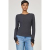 image:imageDEAR JOHN Ania Thermal Top Womens Slim Fit Long Sleeve Crew Neck Waffle Knit ShirtWashed Black