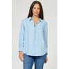 image:imageDEAR JOHN Galina Shirt Womens Relaxed Fit Tencel Button Front Long Sleeve Collared Top  Skyway Wash  XSmall