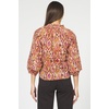 image:imageDEAR JOHN Marian Top Womens Printed VNeck Henley Long Sleeve Poplin Blouse with PintuckSonora Print