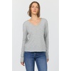 image:imageDEAR JOHN Vanya Long Sleeve Tee Womens Relaxed Fit Cotton Slub V Neck Raw Edge Top  Heather Grey  Medium