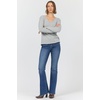image:imageDEAR JOHN Vanya Long Sleeve Tee Womens Relaxed Fit Cotton Slub V Neck Raw Edge Top  Heather Grey  Medium